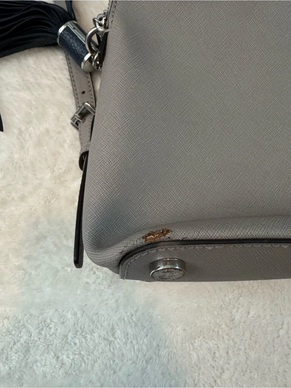 MICHAEL KORS Grey Leather Backpack with Tassel